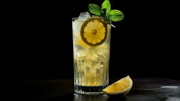 färsk citron- cocktail i grogg glas med is foto