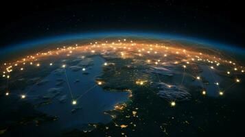 global kommunikation belysa vår planet ljus framtida foto