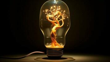 lysande elektrisk lampa tänds fantasi med kreativitet foto