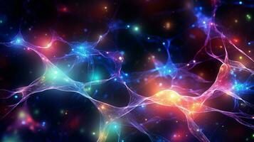 lysande synaps mång färgad neuralt kommunikation foto