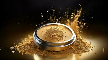 gyllene ansikte pulver smink produkt kosmetisk foto