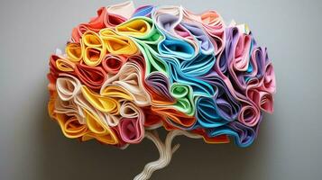 mänsklig hjärna med papper färger foto