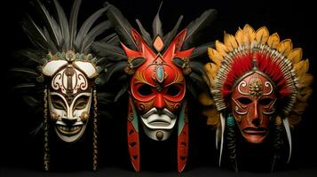 inhemsk kulturer fira tradition med utsmyckad masker foto