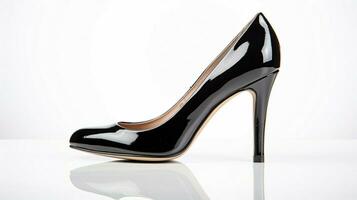 modern elegans skinande svart patent läder hög hälar foto