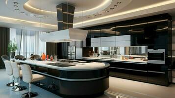 modern kök design i lyx lägenhet interiör foto