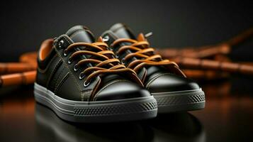 modern läder sporter sko obundet skosnöre förgrund foto