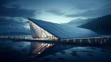 modern sol- kraft station genererar hållbar elektricitet foto