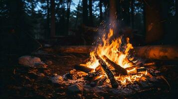 natt brand tänds natur bål i mörk utomhus foto
