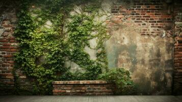 rustik tegel vägg omger gammal byggnad i natur foto