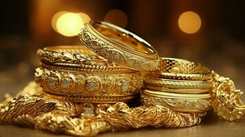 skinande guld Smycken en symbol av rikedom foto