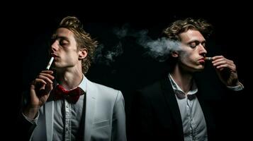 rökning män ohälsosam vana fångad i porträtt foto