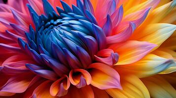 vibrerande färgad blomma huvud stänga upp visa upp kronblad foto