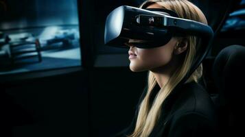 virtuell verklighet headsetet kontroller din trogen bil foto