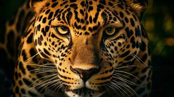 vild jaguar stirrande stänga upp porträtt i afrika foto