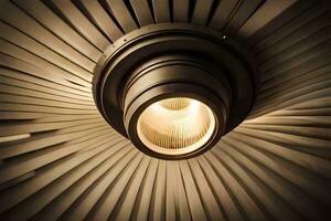 en ljus Glödlampa är lysande i en cirkulär form. ai-genererad foto