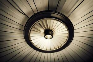 en cirkulär ljus är visad i en svart och vit Foto. ai-genererad foto