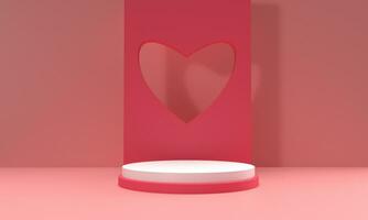 podium monter stå skede vit isolerat Färg rosa röd bakgrund tapet tömma tom dekoration prydnad kärlek roman Lycklig valentine 14 fjorton dag gåva tilldela produkt bröllop annons foto