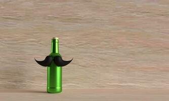 grön flaska skägg mustasch tabell trä- kopia Plats symbol dekoration Movember november manlig man far pappa affärsman roligt njut av livsstil retro årgång design begrepp cancer barberare dryck alkohol foto