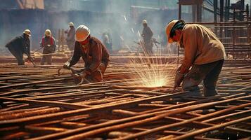 arbetare på en stål fabrik i shanghai. ai generativ foto