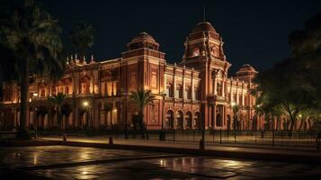 natt se av casa rosada. generativ ai foto