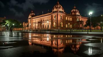 natt se av casa rosada. generativ ai foto