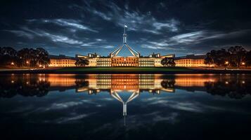 natt se av parlament hus. generativ ai foto