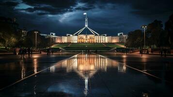 natt se av parlament hus. generativ ai foto