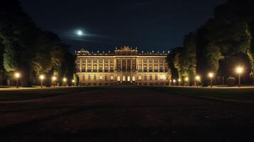 natt se av schonbrunn palats. generativ ai foto