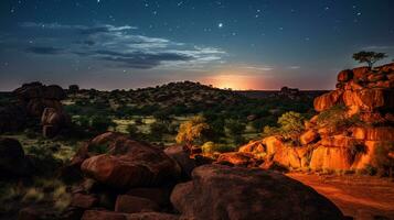 natt se av mapungubwe nationell parkera. generativ ai foto