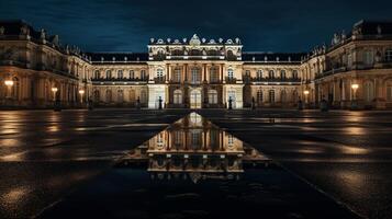 natt se av versailles palats. generativ ai foto