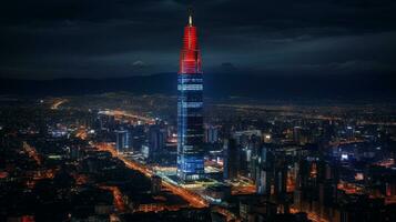 natt se av torre latinoamericana. generativ ai foto