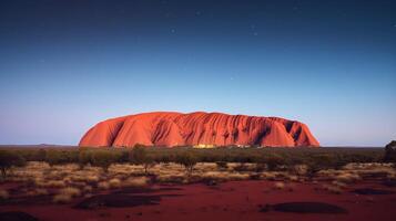 natt se av uluru - ayers sten. generativ ai foto