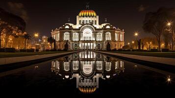 natt se av palacio de bellas artes. generativ ai foto