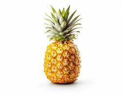 Foto av ananas isolerat på vit bakgrund. generativ ai