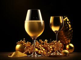 champagne berömd gyllene bakgrund. generativ ai foto