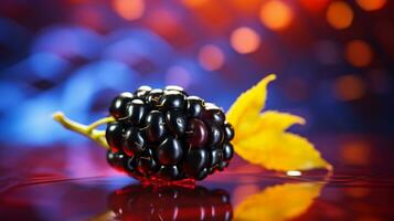 Foto av honungsbär frukt halv mot en färgrik abstrakt bakgrund. generativ ai