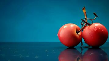 Foto av krabba äpplen frukt halv mot en färgrik abstrakt bakgrund. generativ ai
