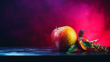 Foto av kanistel frukt halv mot en färgrik abstrakt bakgrund. generativ ai