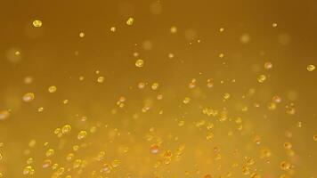 gnistrande fräsa bubblor på guld bakgrund med grund djup av fält foto