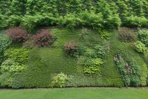 vertikal trädgård vägg. bakgrund. ai generativ proffs Foto