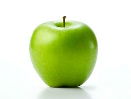 färsk grön äpple frukt på vit bakgrund ai generativ foto