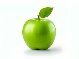 färsk grön äpple frukt på vit bakgrund ai generativ foto