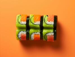 sushi rullar på isolerat bakgrund ai generativ foto