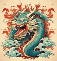 zodiaken tecken, år av de drake. kinesisk dragon.historia och kultur. asiatisk konst. gammal Kina. ai generativ foto