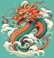zodiaken tecken, år av de drake. kinesisk dragon.historia och kultur. asiatisk konst. gammal Kina. ai generativ foto