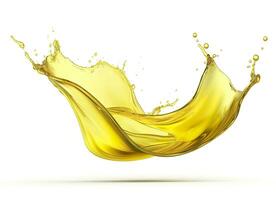 oliv eller motor olja stänk, kosmetisk serum flytande isolerat på vit bakgrund. generativ ai foto