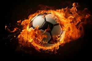 eldig fotboll boll flamma. generera ai foto