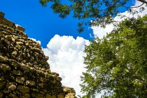 coba maya ruiner pyramider och boll spel tropisk djungel Mexiko. foto