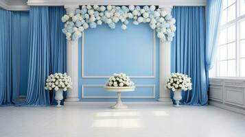 blå sammet bröllop bakgrund, generativ ai foto