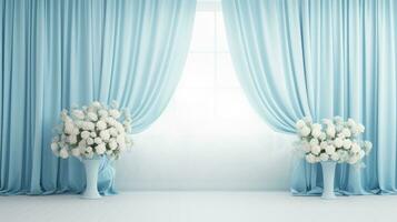 bohemisk blå bröllop miljö, generativ ai foto